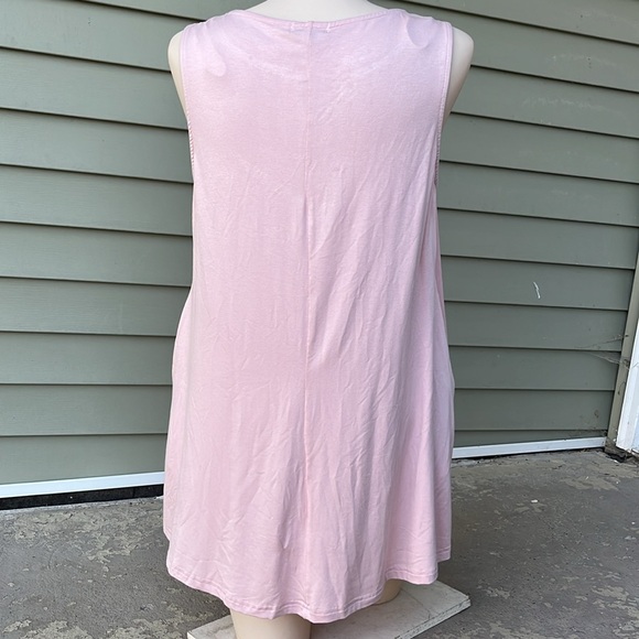 New white birch pink lace trim, sleeveless tap - Picture 5 of 13